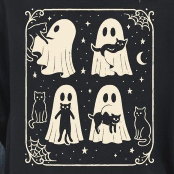 Halloween Ghost Tshirt, Spooky Season Cat Tee - Picture 2 of 3